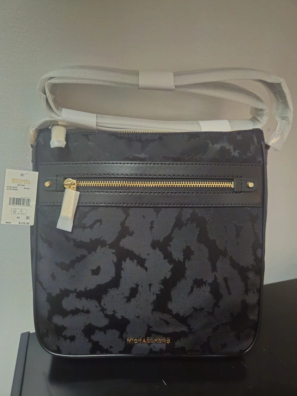Michael Kors Black Crossbody Bag with Camouflage Jacquard